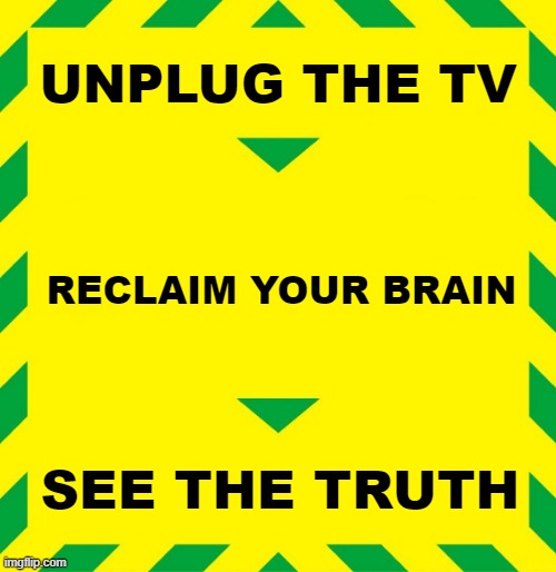 unplug_the_tv | UNPLUG THE TV; RECLAIM YOUR BRAIN; SEE THE TRUTH | image tagged in stay alert | made w/ Imgflip meme maker