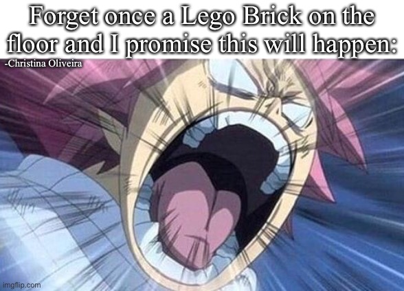 Stepping on a Lego | Forget once a Lego Brick on the floor and I promise this will happen:; -Christina Oliveira | image tagged in stepping on a lego,lego,fairy tail,natsu fairytail,natsu,fairy tail meme | made w/ Imgflip meme maker
