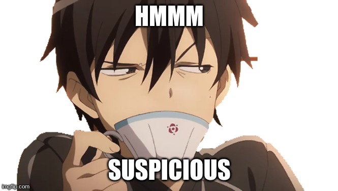 Kirito tells the truth 4??? or im bored | HMMM; SUSPICIOUS | image tagged in kirito | made w/ Imgflip meme maker