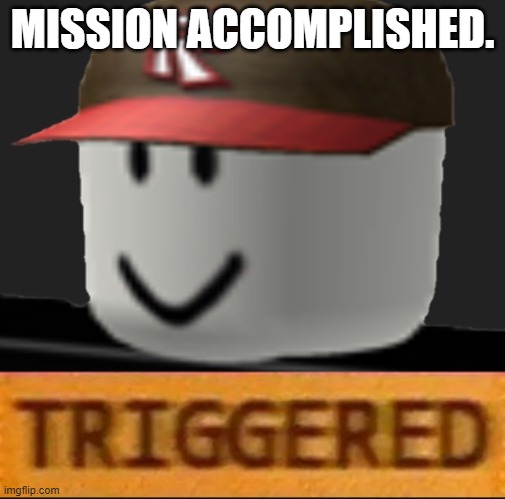 Roblox Triggered | MISSION ACCOMPLISHED. | image tagged in roblox triggered | made w/ Imgflip meme maker