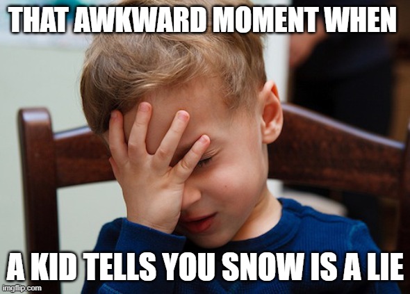 That awkward moment | THAT AWKWARD MOMENT WHEN; A KID TELLS YOU SNOW IS A LIE | image tagged in that awkward moment,NewOrleans | made w/ Imgflip meme maker