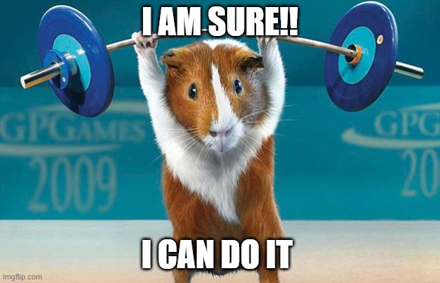 Funny exercise  | I AM SURE!! I CAN DO IT | image tagged in funny exercise | made w/ Imgflip meme maker