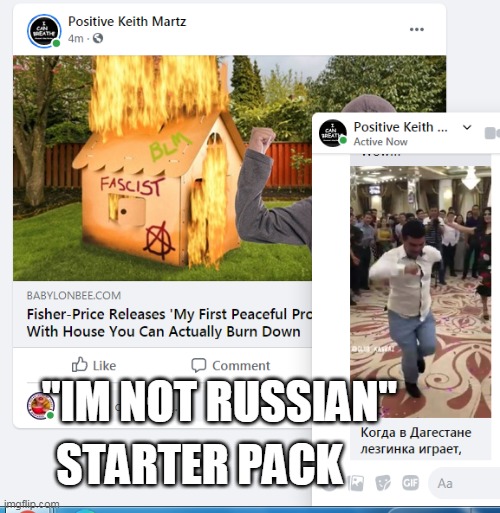 "I'm not Russian" Starter pack | STARTER PACK; "IM NOT RUSSIAN" | image tagged in russia,russian,starter pack,trump russia collusion,facebook,facebook problems | made w/ Imgflip meme maker