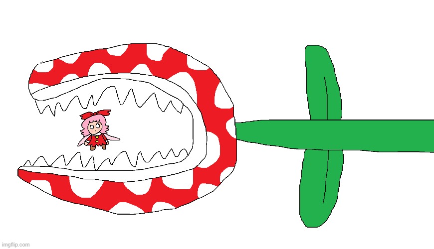 Piranha Plant is about to eat Ribbon | image tagged in mario,kirby,crossover,art | made w/ Imgflip meme maker