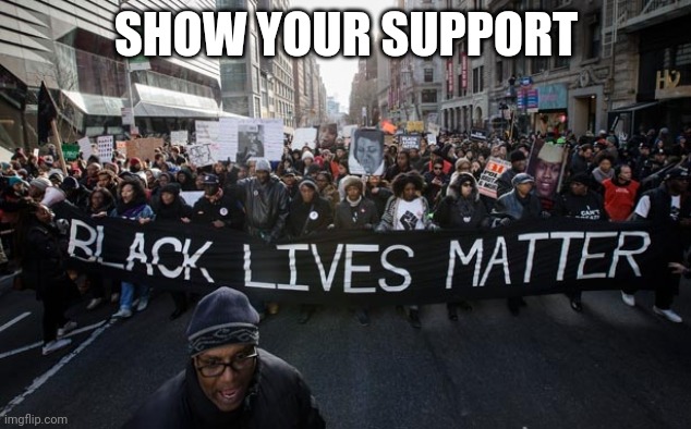 black lives matter | SHOW YOUR SUPPORT | image tagged in black lives matter | made w/ Imgflip meme maker