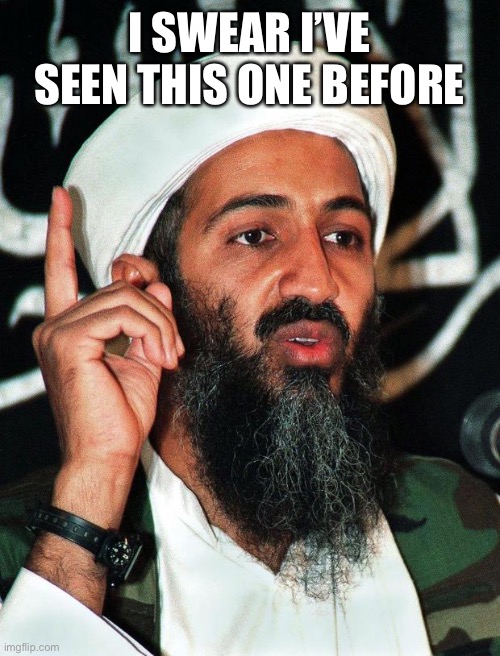 Osama | I SWEAR I’VE SEEN THIS ONE BEFORE | image tagged in osama | made w/ Imgflip meme maker