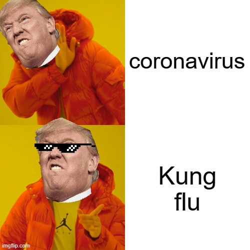 Drake Hotline Bling | coronavirus; Kung flu | image tagged in memes,drake hotline bling | made w/ Imgflip meme maker