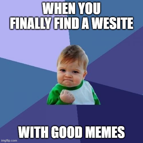 Success Kid | WHEN YOU FINALLY FIND A WESITE; WITH GOOD MEMES | image tagged in memes,success kid | made w/ Imgflip meme maker