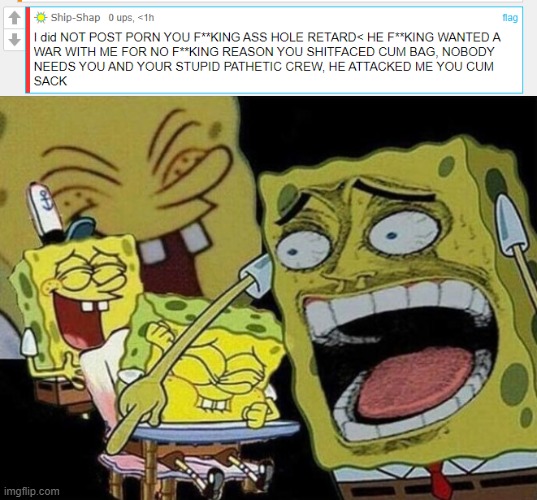 wow, you admitted it yesterday and now you denied it while insulting CD | image tagged in spongebob laughing hysterically,wow | made w/ Imgflip meme maker