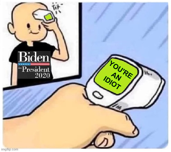 Surprising how accurate those things are | YOU'RE AN IDIOT | image tagged in joe biden,trump 2020,election 2020,politics,political humor,biden | made w/ Imgflip meme maker