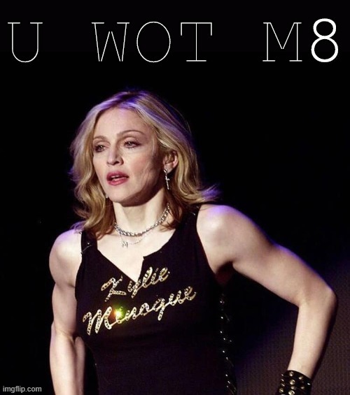 Madonna U Wot M8 | image tagged in madonna u wot m8,u wot m8,new template,custom template,template,madonna | made w/ Imgflip meme maker