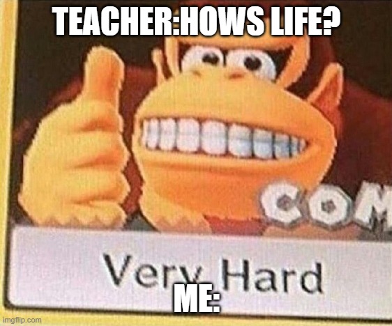 TEACHER:HOWS LIFE? ME: | image tagged in fun | made w/ Imgflip meme maker