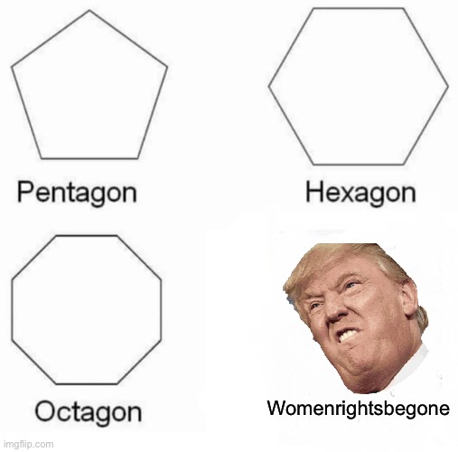 Pentagon Hexagon Octagon | Womenrightsbegone | image tagged in memes,pentagon hexagon octagon | made w/ Imgflip meme maker
