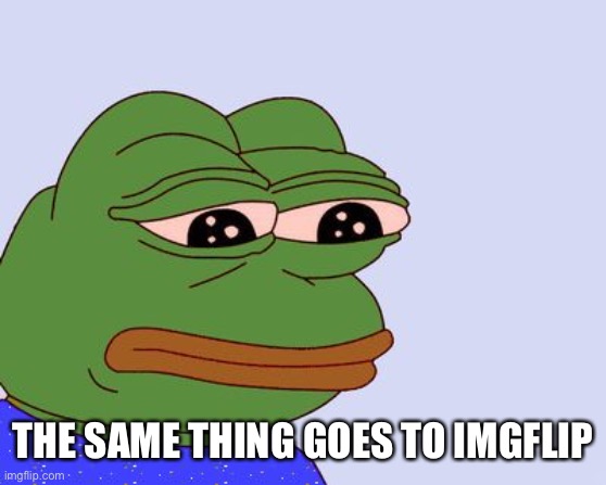 Pepe the Frog | THE SAME THING GOES TO IMGFLIP | image tagged in pepe the frog | made w/ Imgflip meme maker