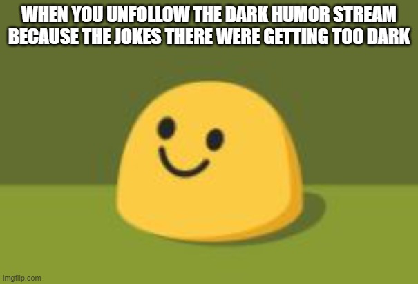 Internally Screams | WHEN YOU UNFOLLOW THE DARK HUMOR STREAM BECAUSE THE JOKES THERE WERE GETTING TOO DARK | image tagged in internally screams | made w/ Imgflip meme maker