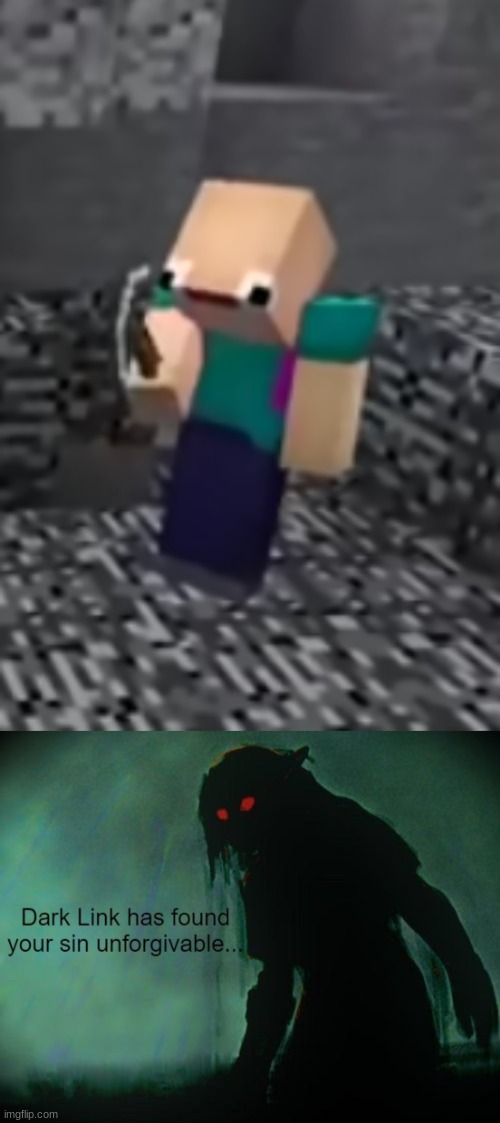 aswd mining bedrock -_- | image tagged in dark link has found your sin unforgivable,minecraft | made w/ Imgflip meme maker