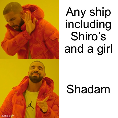 Drake Hotline Bling | Any ship including Shiro’s and a girl; Shadam | image tagged in memes,drake hotline bling | made w/ Imgflip meme maker