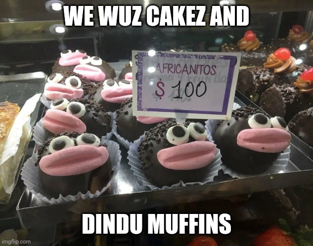 Dindu Muffinz | WE WUZ CAKEZ AND; DINDU MUFFINS | image tagged in nigga | made w/ Imgflip meme maker