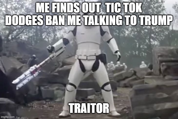 TRAITOR | ME FINDS OUT  TIC TOK DODGES BAN ME TALKING TO TRUMP; TRAITOR | image tagged in traitor | made w/ Imgflip meme maker