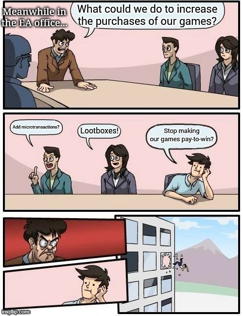 Meanwhile at the EA office... | image tagged in ea office,meeting,fun | made w/ Imgflip meme maker