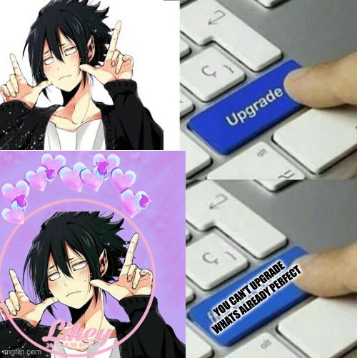 Protecc our shy bean,Tamaki Amajiki. | YOU CAN'T UPGRADE WHATS ALREADY PERFECT | image tagged in funny memes,anime | made w/ Imgflip meme maker
