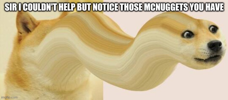 Long Doge Face | SIR I COULDN'T HELP BUT NOTICE THOSE MCNUGGETS YOU HAVE | image tagged in long doge face | made w/ Imgflip meme maker