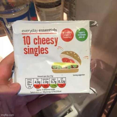 Cheesy singles | image tagged in cheesy singles | made w/ Imgflip meme maker