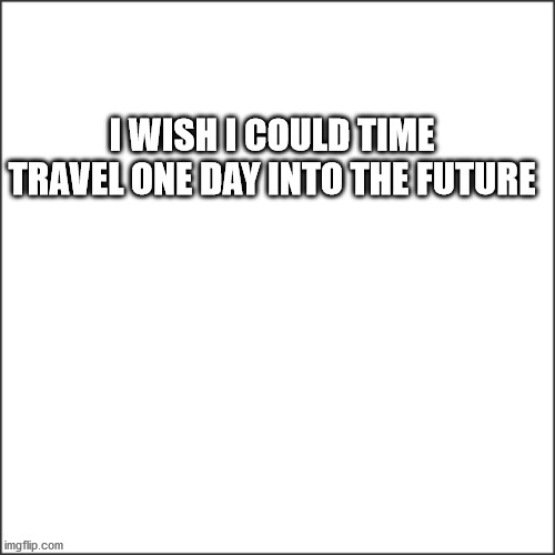 White | I WISH I COULD TIME TRAVEL ONE DAY INTO THE FUTURE | image tagged in white | made w/ Imgflip meme maker