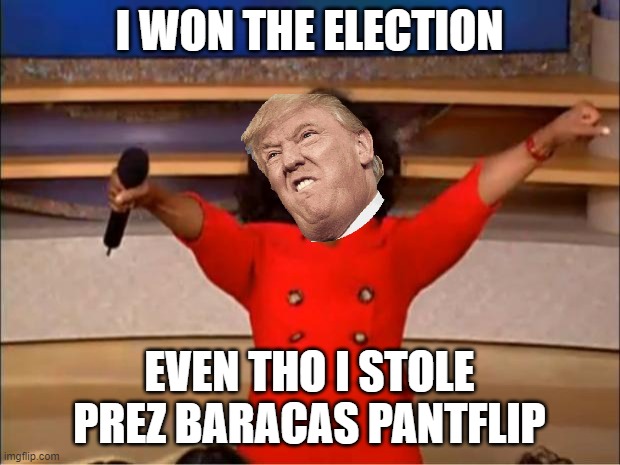 lol so thats why | I WON THE ELECTION; EVEN THO I STOLE PREZ BARACAS PANTFLIP | image tagged in memes,oprah you get a | made w/ Imgflip meme maker