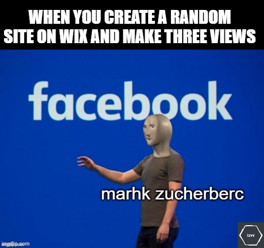 Young Zuckerberg | WHEN YOU CREATE A RANDOM SITE ON WIX AND MAKE THREE VIEWS | image tagged in stonks's zuckerberg | made w/ Imgflip meme maker