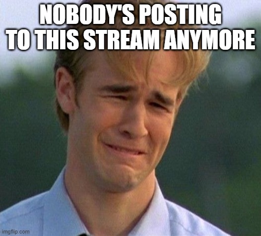 1990s First World Problems Meme | NOBODY'S POSTING TO THIS STREAM ANYMORE | image tagged in memes,1990s first world problems | made w/ Imgflip meme maker