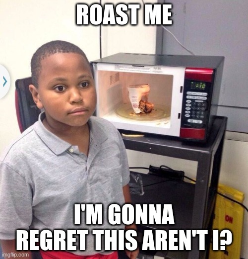 Rules in comments | ROAST ME; I'M GONNA REGRET THIS AREN'T I? | image tagged in instant noodle/regret kid | made w/ Imgflip meme maker