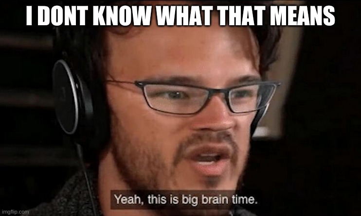 Big Brain Time | I DONT KNOW WHAT THAT MEANS | image tagged in big brain time | made w/ Imgflip meme maker