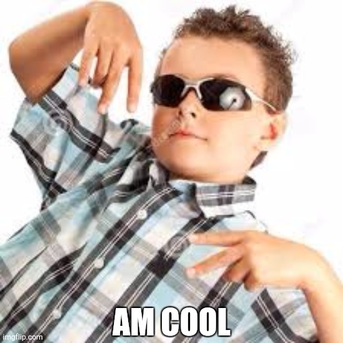 Cool kid sunglasses | AM COOL | image tagged in cool kid sunglasses | made w/ Imgflip meme maker