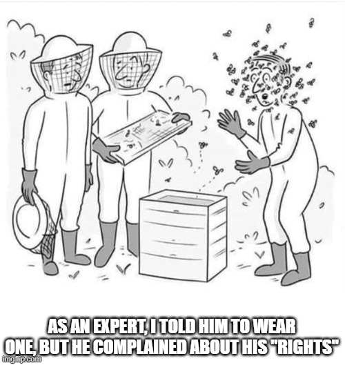 anti-maskers be | AS AN EXPERT, I TOLD HIM TO WEAR ONE, BUT HE COMPLAINED ABOUT HIS "RIGHTS" | image tagged in wear your mask | made w/ Imgflip meme maker