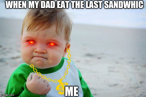 Success Kid Original Meme | WHEN MY DAD EAT THE LAST SANDWHIC; ME | image tagged in memes,success kid original | made w/ Imgflip meme maker