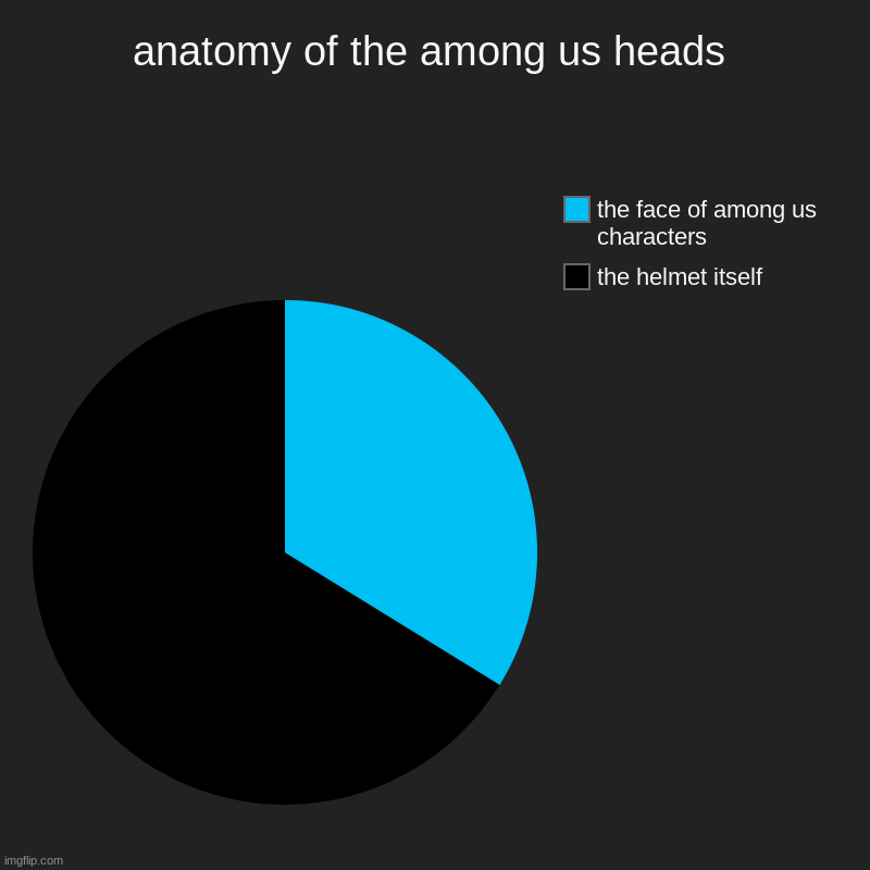 anatomy of the among us heads | the helmet itself, the face of among us characters | image tagged in charts,pie charts,among us | made w/ Imgflip chart maker