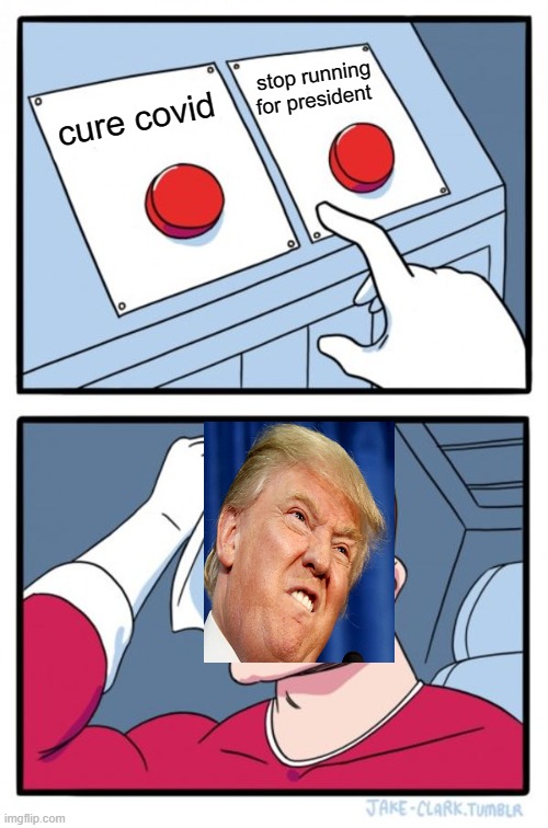 Two Buttons Meme | cure covid stop running for president | image tagged in memes,two buttons | made w/ Imgflip meme maker