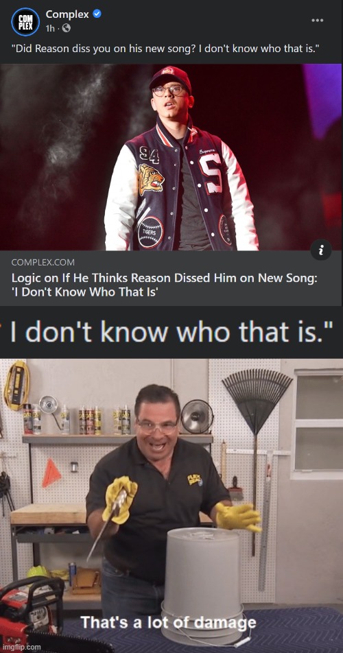 lol would a brand-new rapper who calls himself Reason really diss an established rapper called Logic? Guess so | image tagged in thats a lot of damage,rappers,rapper,diss,rap,oof | made w/ Imgflip meme maker