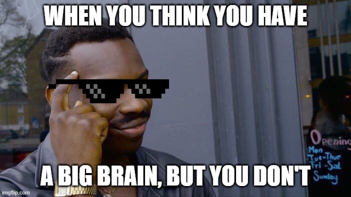 When you think you have a big brain | WHEN YOU THINK YOU HAVE; A BIG BRAIN, BUT YOU DON'T | image tagged in memes,roll safe think about it | made w/ Imgflip meme maker