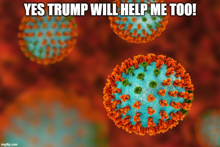 Flu virus | YES TRUMP WILL HELP ME TOO! | image tagged in flu virus | made w/ Imgflip meme maker
