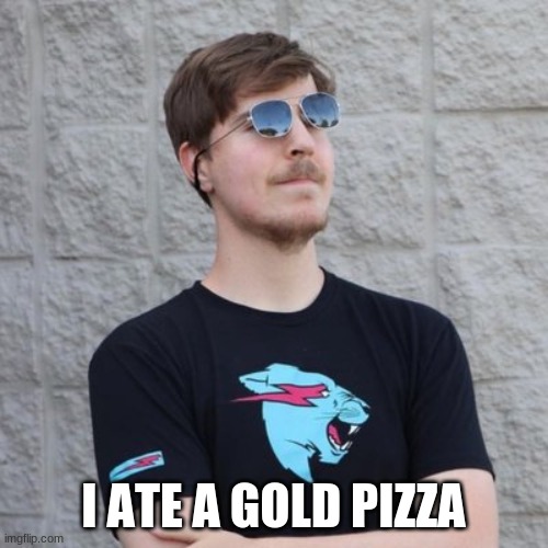 Mr. Beast | I ATE A GOLD PIZZA | image tagged in mr beast | made w/ Imgflip meme maker