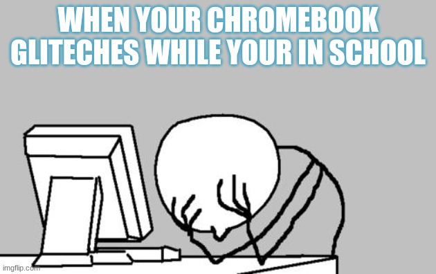 Computer Guy Facepalm Meme | WHEN YOUR CHROMEBOOK GLITECHES WHILE YOUR IN SCHOOL | image tagged in memes,computer guy facepalm | made w/ Imgflip meme maker