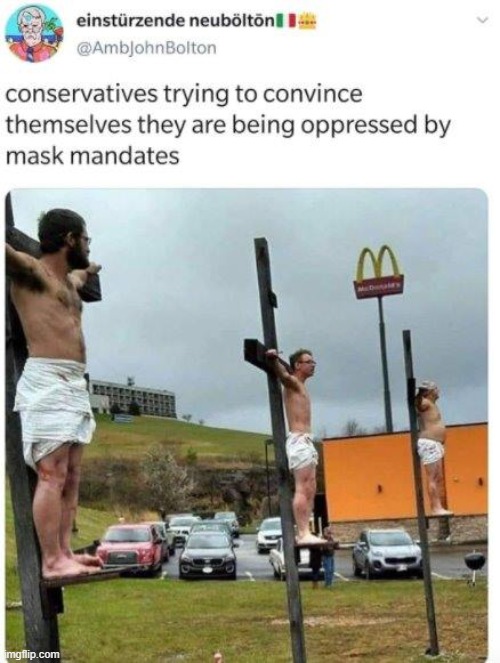 this happened i guess | image tagged in repost,cross,jesus crucifixion,conservative logic,face mask,pandemic | made w/ Imgflip meme maker