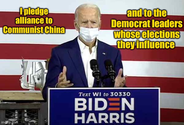 He needs to watch National Lampoons Christmas Vacation - at least the senile old lady got the pledge right | and to the Democrat leaders whose elections they influence; I pledge alliance to Communist China | image tagged in joe biden,senility,pledge of allegiance,botched | made w/ Imgflip meme maker