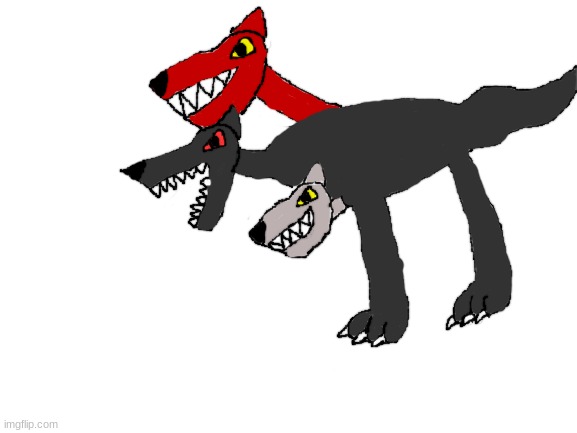 Cerberus, the gaurd dog of hell and lucifer's pet (I'm thinking about giving the heads their own names). | image tagged in blank white template | made w/ Imgflip meme maker