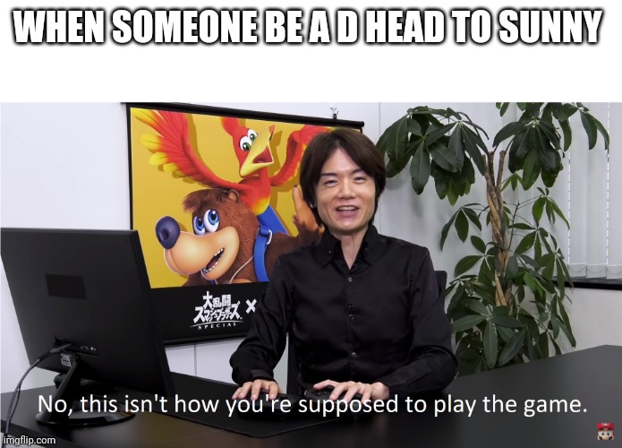 This Isn't How You're Supposed to Play the GaME | WHEN SOMEONE BE A D HEAD TO SUNNY | image tagged in this isn't how you're supposed to play the game | made w/ Imgflip meme maker