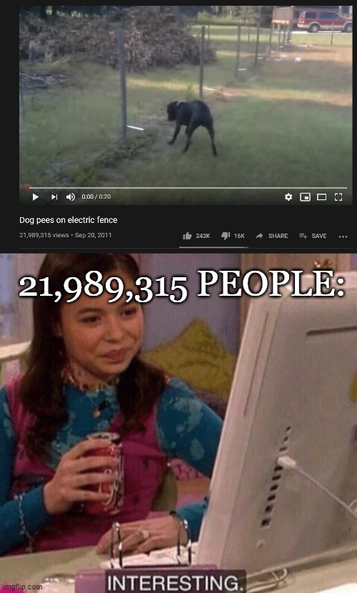 21,989,315 PEOPLE: | image tagged in icarly interesting | made w/ Imgflip meme maker