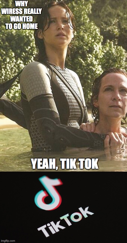 Catching fire tik tok | WHY WIRESS REALLY WANTED TO GO HOME; YEAH, TIK TOK | image tagged in catching fire | made w/ Imgflip meme maker