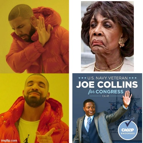 Vote out the old troll! | image tagged in drake blank,maxine waters,political meme,election 2020 | made w/ Imgflip meme maker
